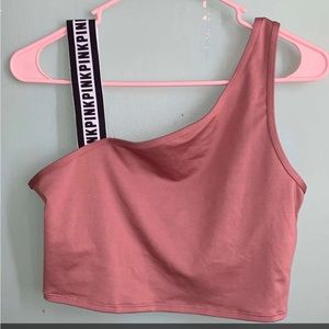 PINK Victoria's Secret Asymmetrical Pink Crop Tank Top